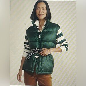 Vineyard Vines oversized puffer vest in Turf Green Size L